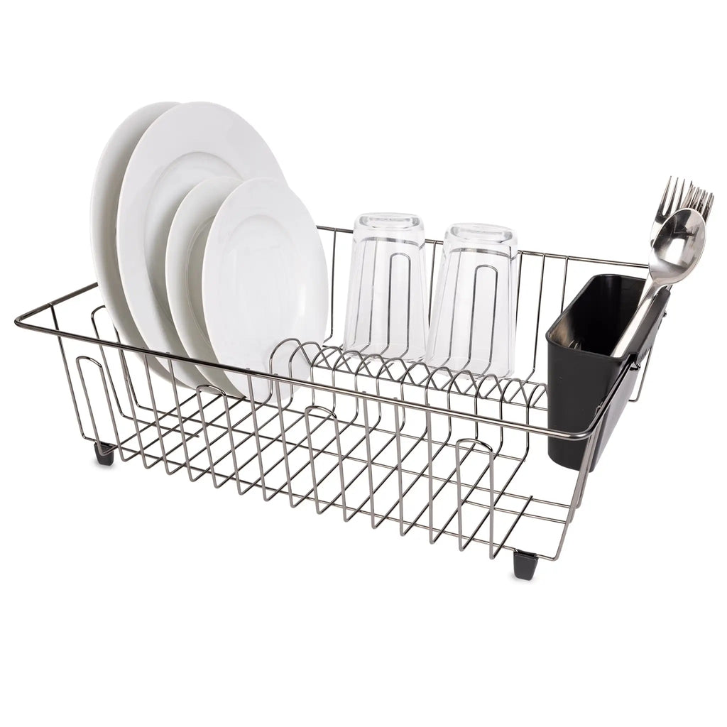 Large Wire Dish Rack Black/Chrome