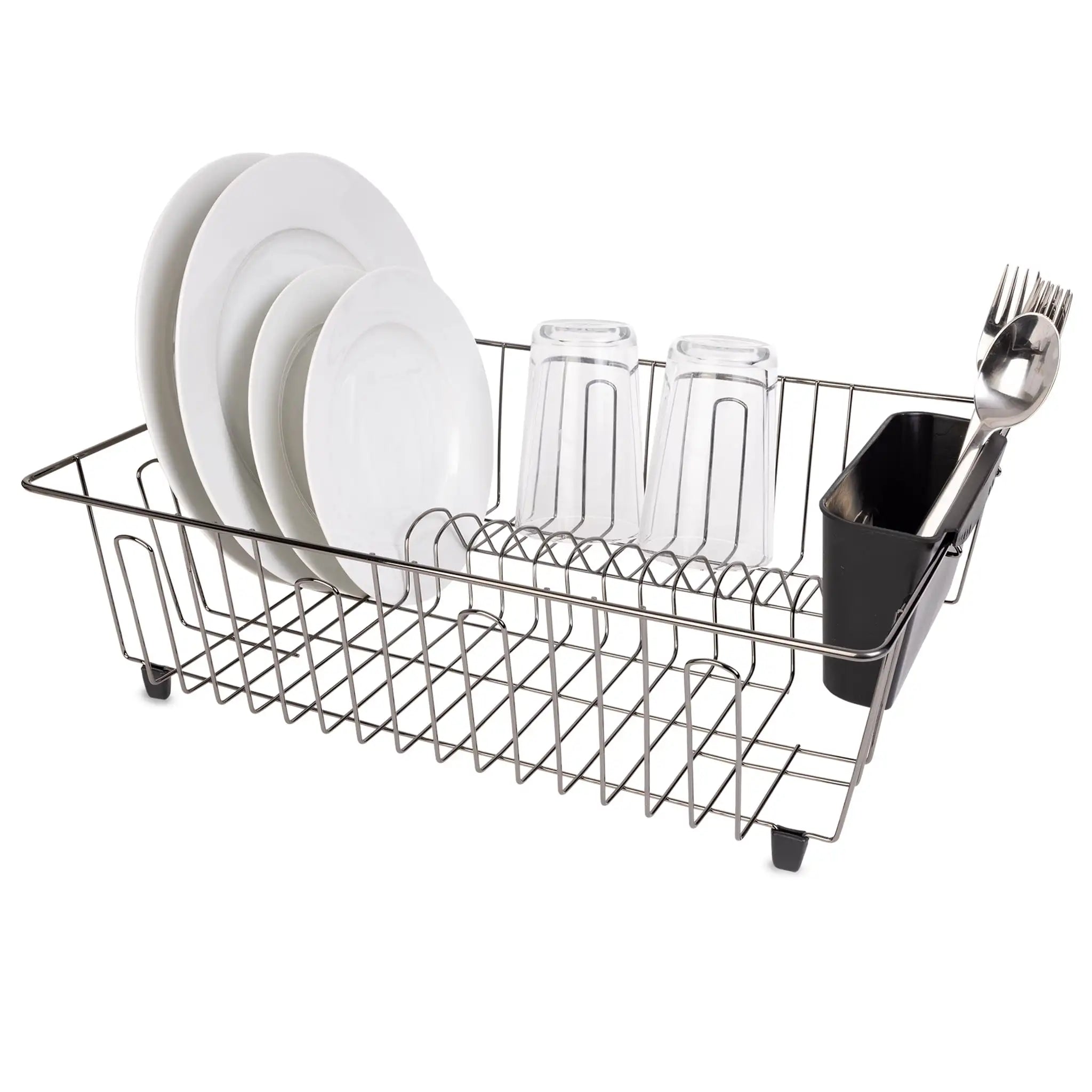 Large Wire Dish Rack Black/Chrome
