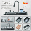 White Stainless Waterfall Digital Display Faucet