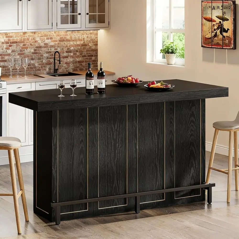 4-Tier Large Bar Table w/Wine Rack, Bootrest