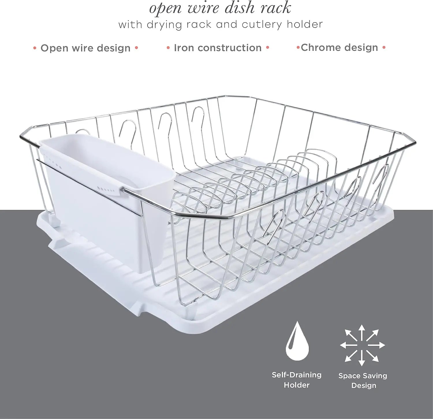 3 Piece Dish Rack with Drainboard,