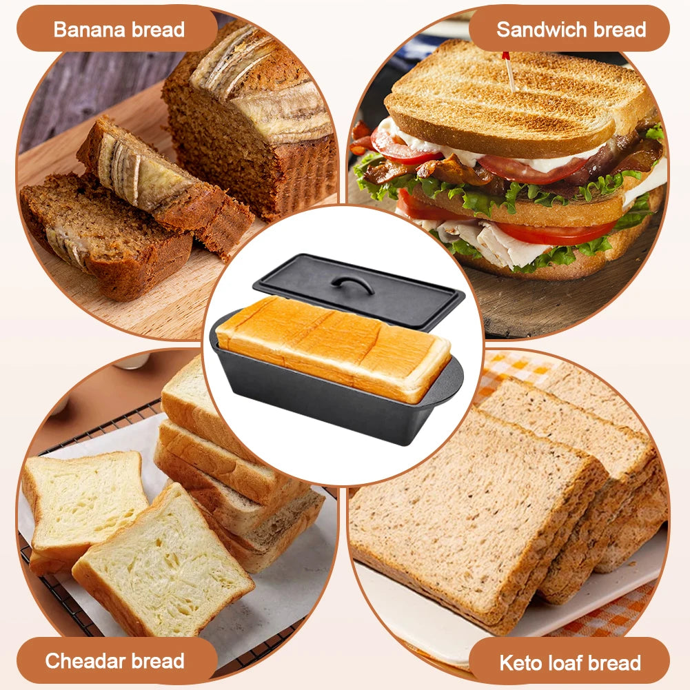 Iron Rectangular Cast Iron Bread-Pan W/Lid