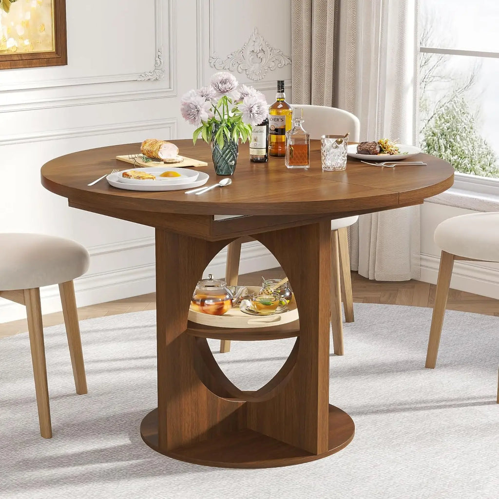 43-59 Extendable Round Wood Walnut