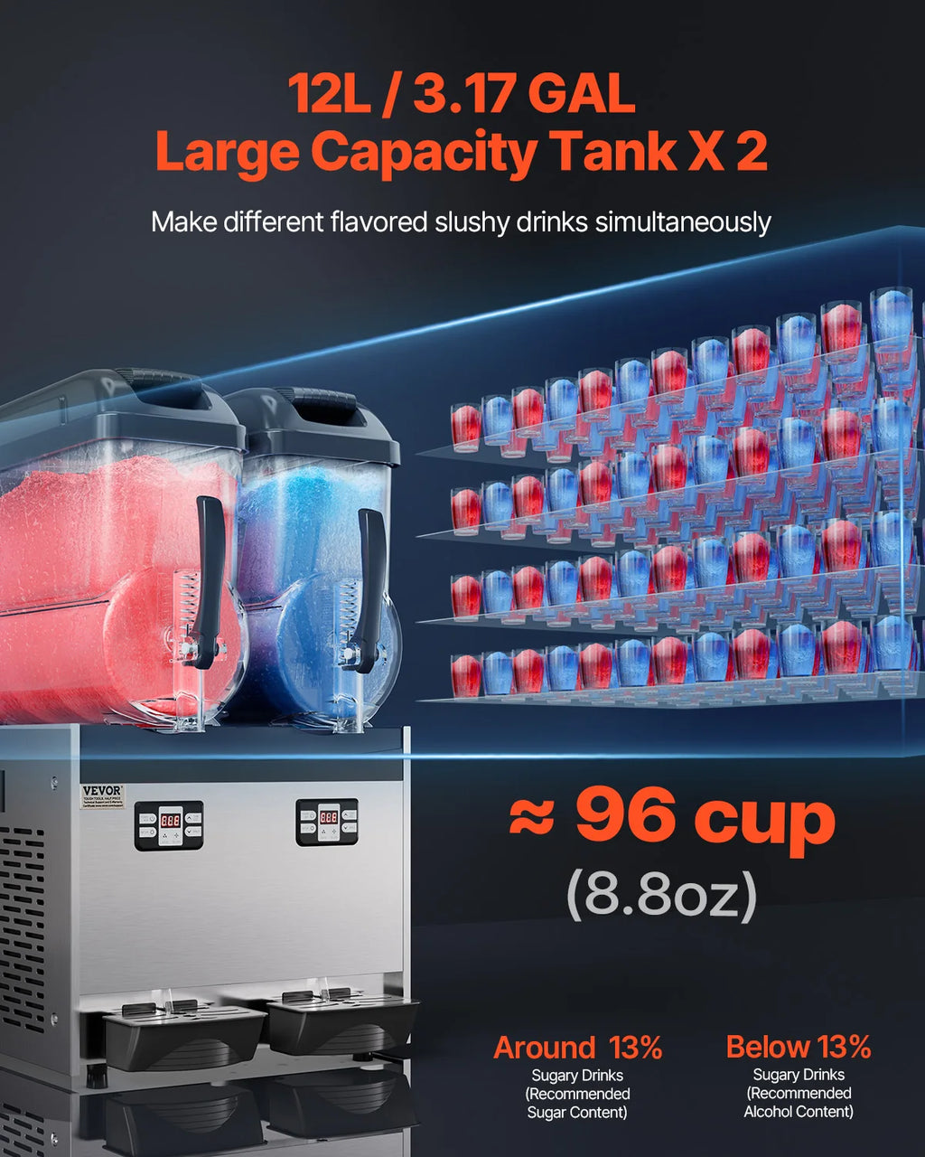 Commercial 3-36L Slushy Machine 1-3 Tanks Stainless