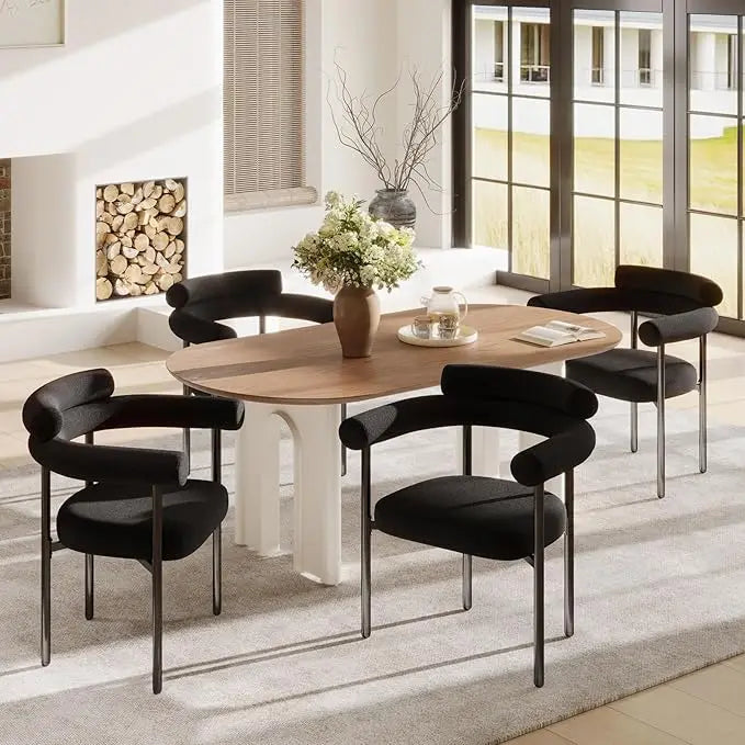 4 Modern Black Boucle Barrel Metal