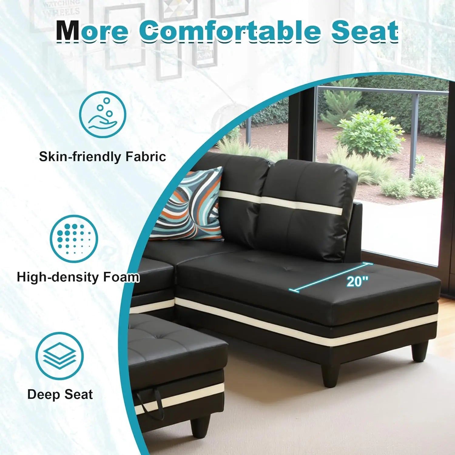 103.5" Oversized Sectional Couch L-Shaped
