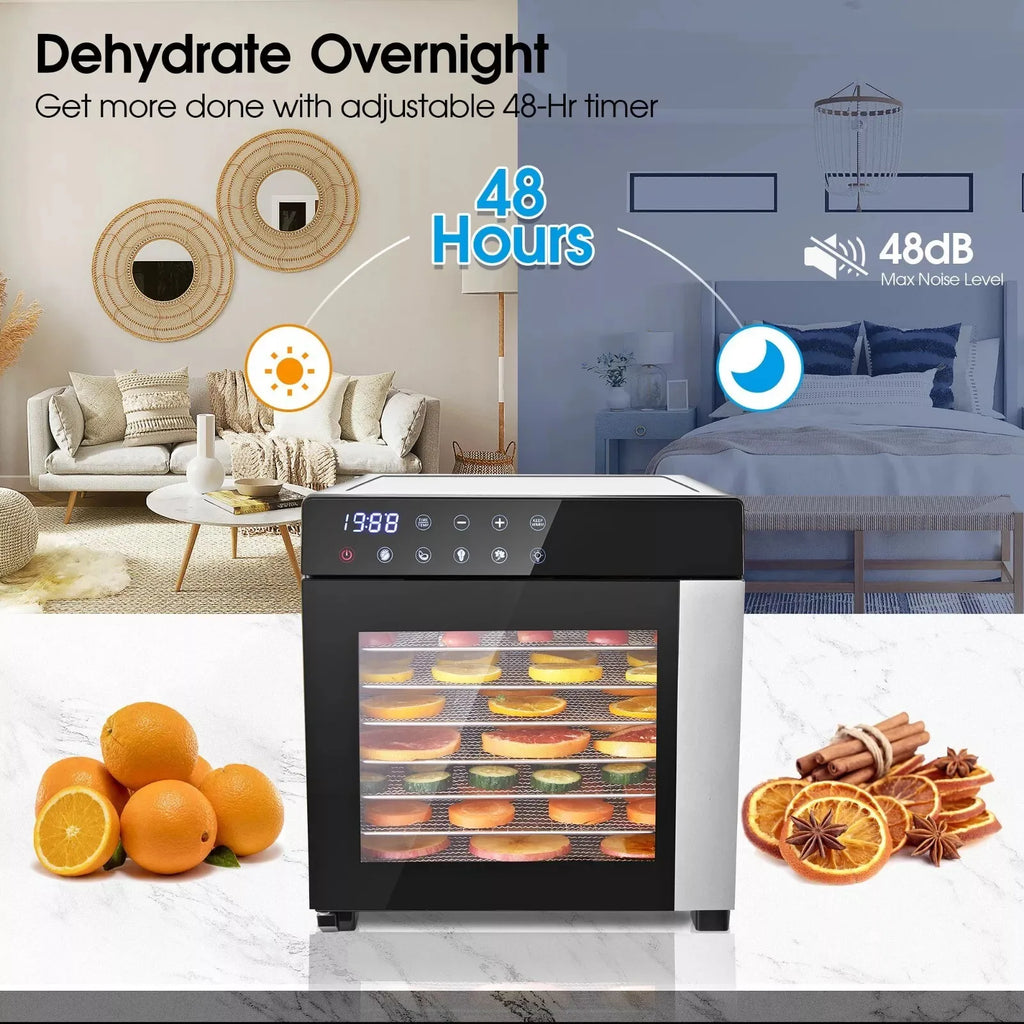 8-Tray Stainless Steel ,600W with 4 Presets & Digital Timer