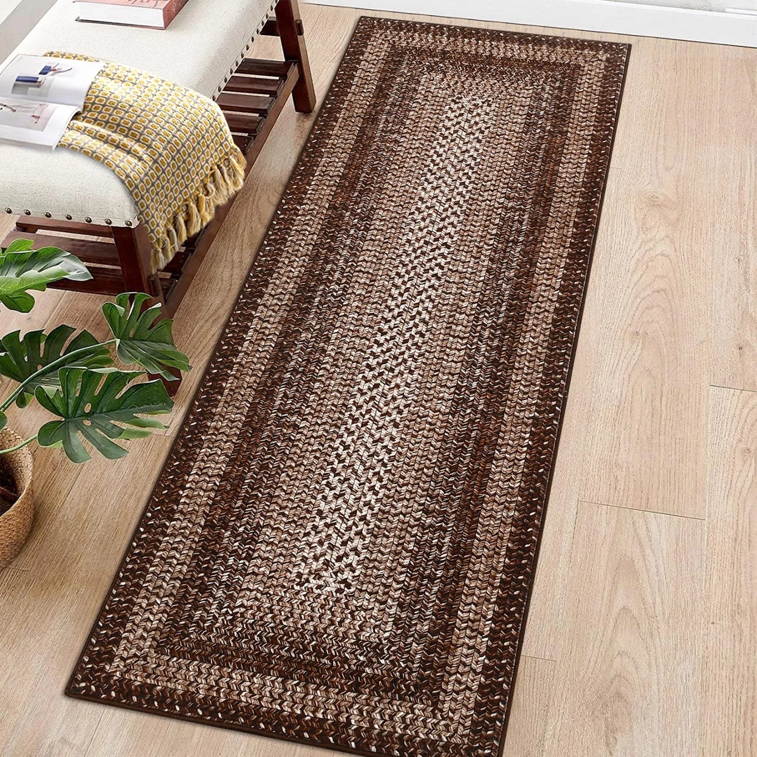 57"x52" Washable Modern Braided Print