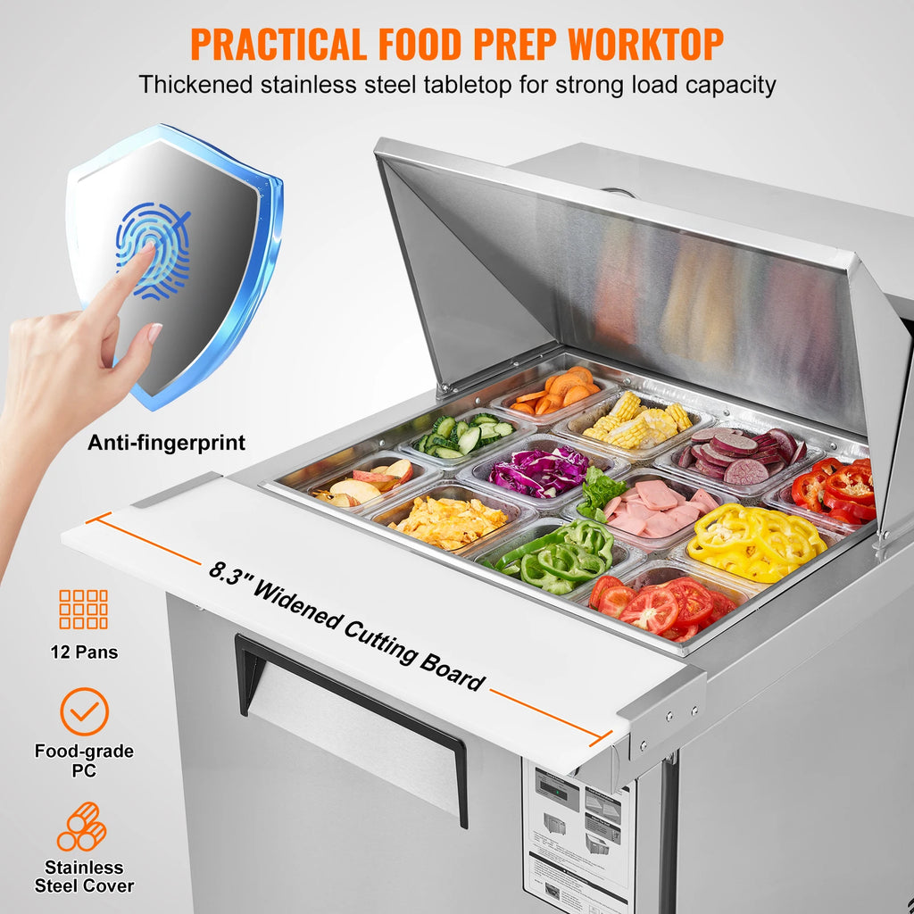 7.4 CF 28" Commercial Refrigerator Sandwich/Salad Prep Table