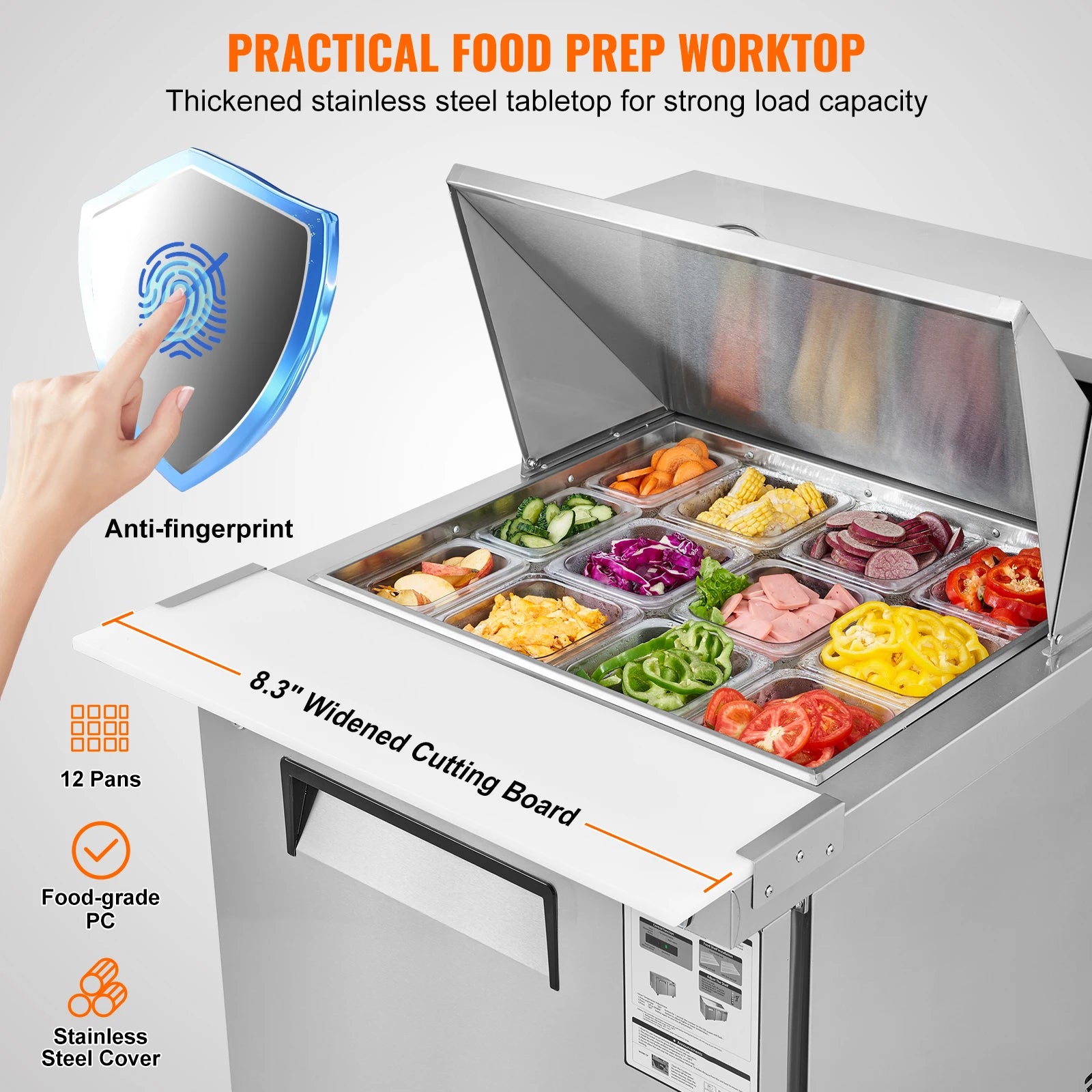 7.4 CF 28" Commercial Refrigerator Sandwich/Salad Prep Table
