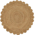 4' Circle Jute Braided Scalloped Reversible