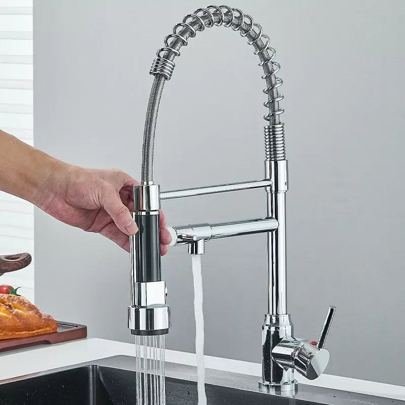 Chrome Brass Pull Down Hot and Cold Water