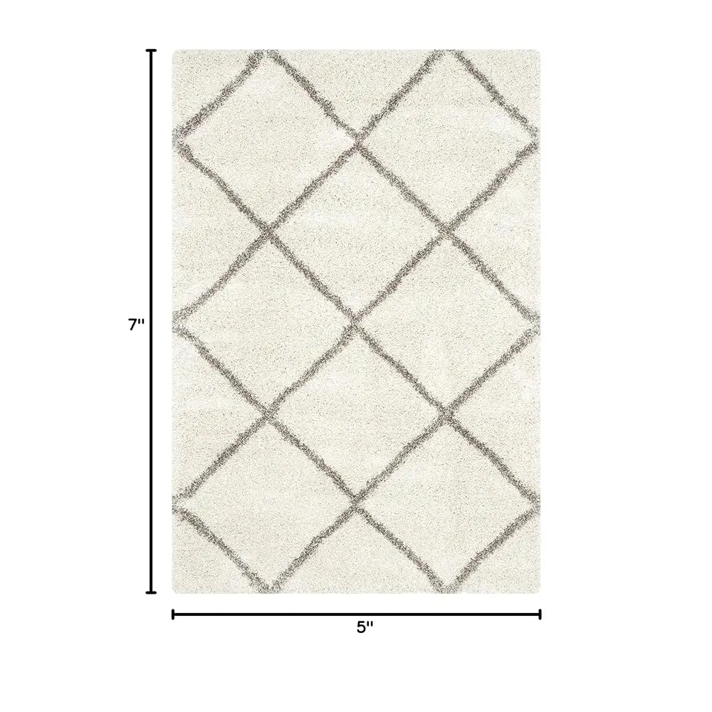 5x7 Shag Ivory/Grey Diamond Trellis