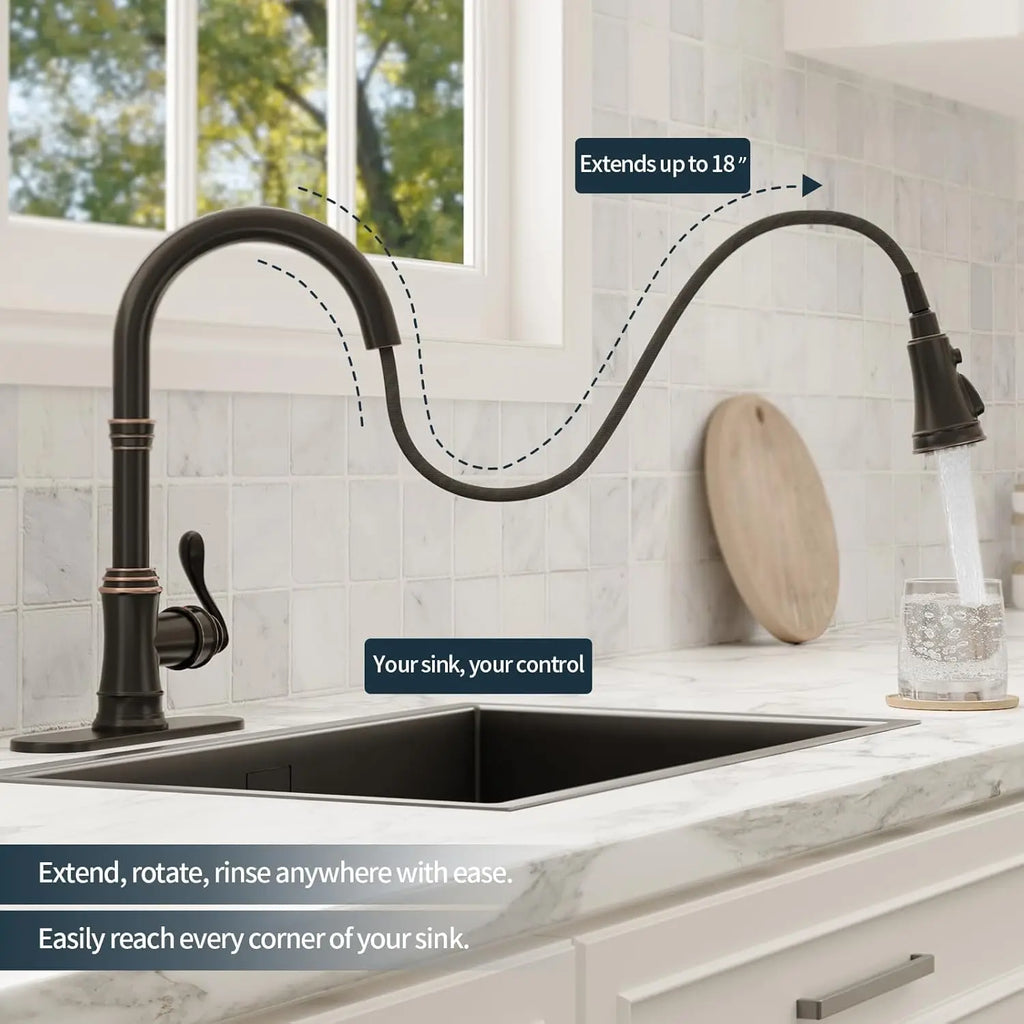 Solid Brass Pull Down Sprayer, Oil Rubbed Bronze