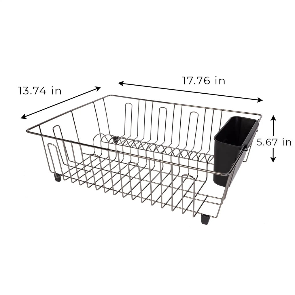 Large Wire Dish Rack Black/Chrome