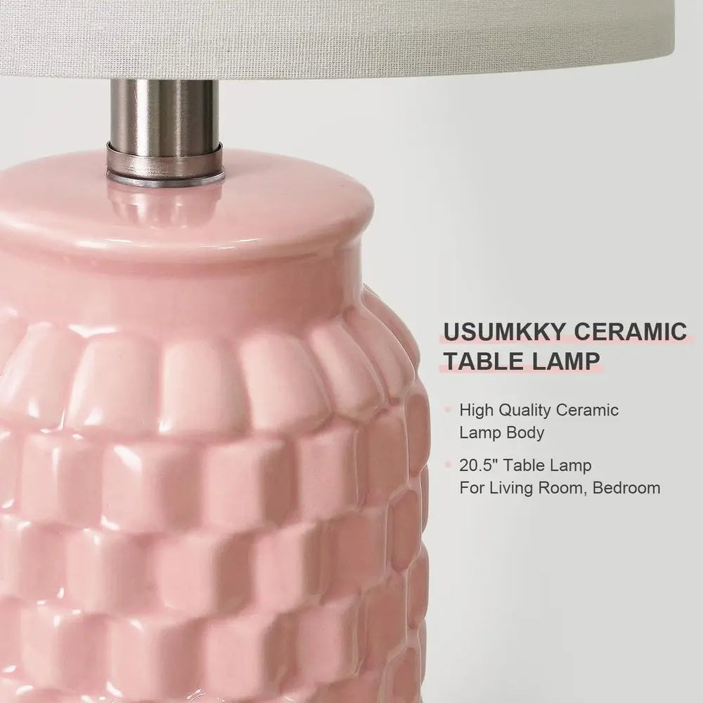 2 Modern Farmhouse Pink Lamps