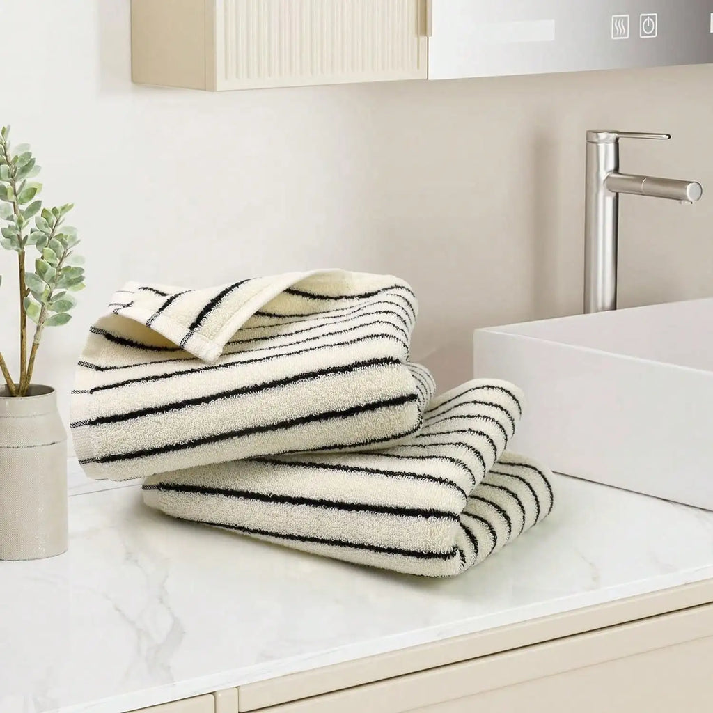 Black/White Striped Hand Towel