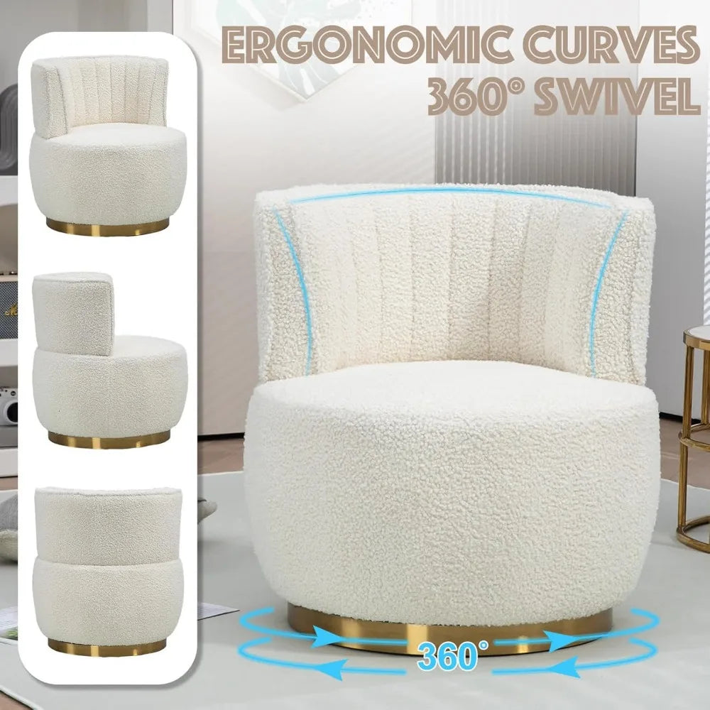 White Swivel Barrel Chair