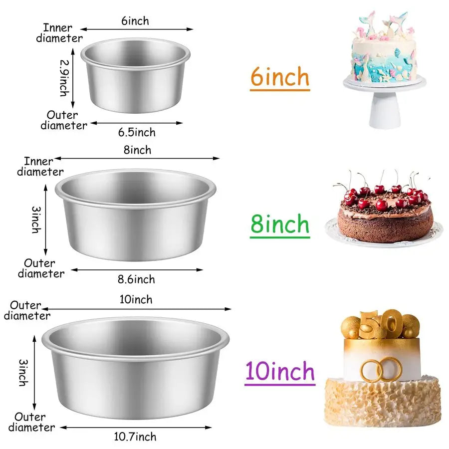 9 Pcs Round Cake Pans Aluminum Non-Stick