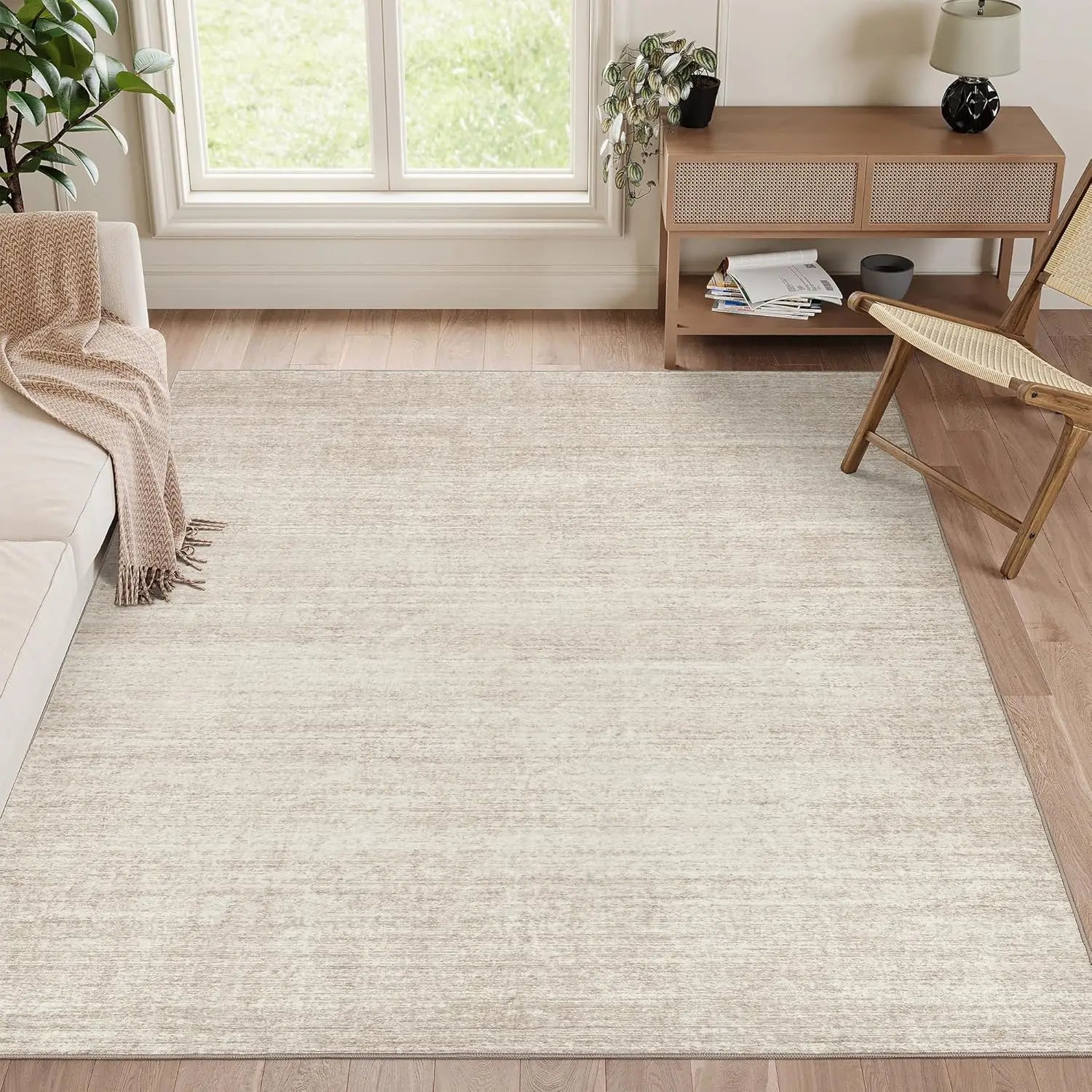 5x7 Washable Pet-Friendly Beige