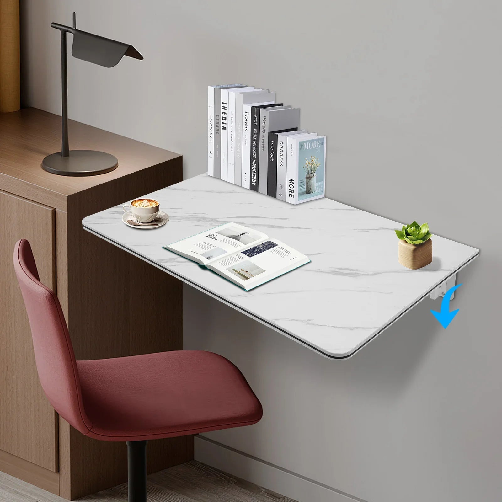 Collapsible shelving on the wall