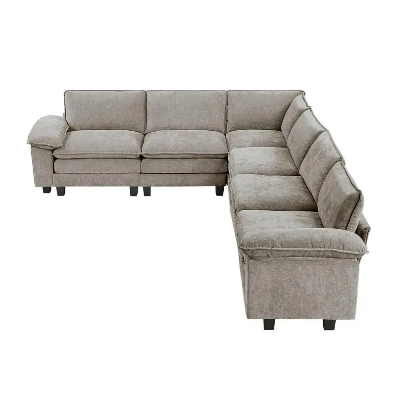 Plush Cenille Modular Sectional Sofa Set