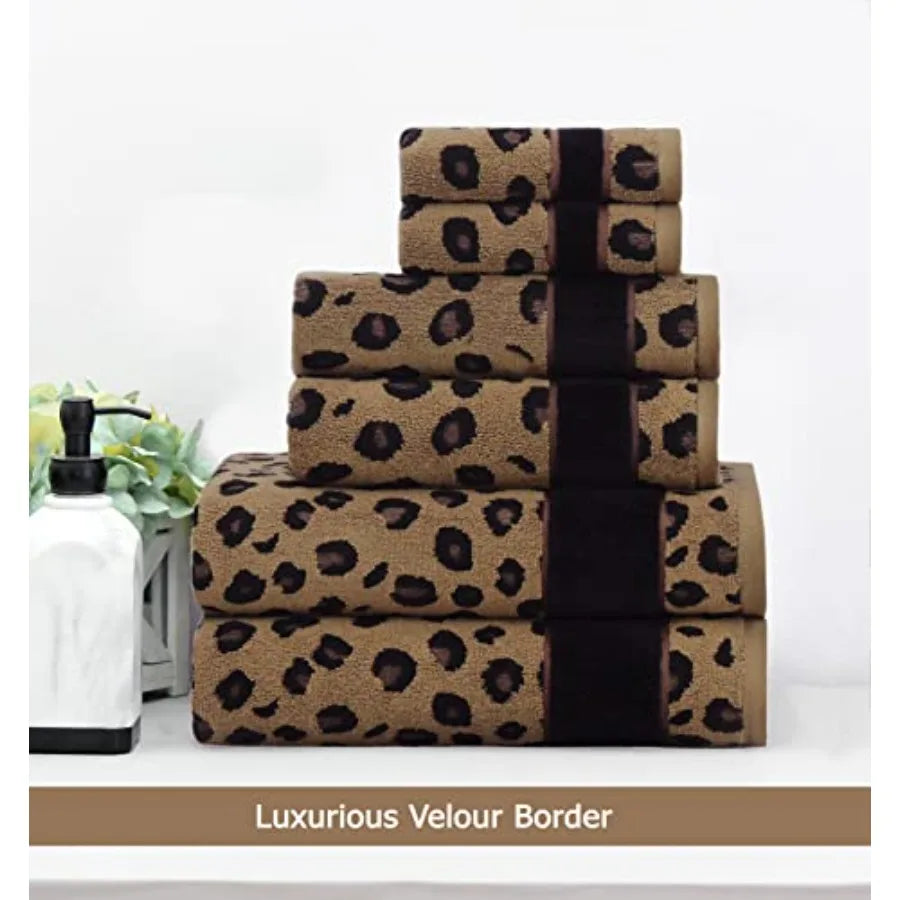 Leopard Cheetah Jacquard 2 Ea Bath/Hand/Washcloth