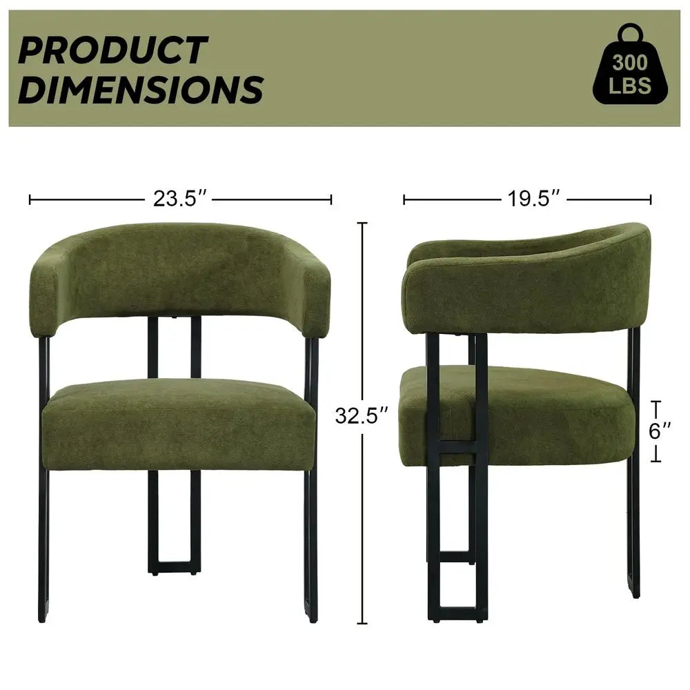 2, Modern Armrest Barrel Upholstered
