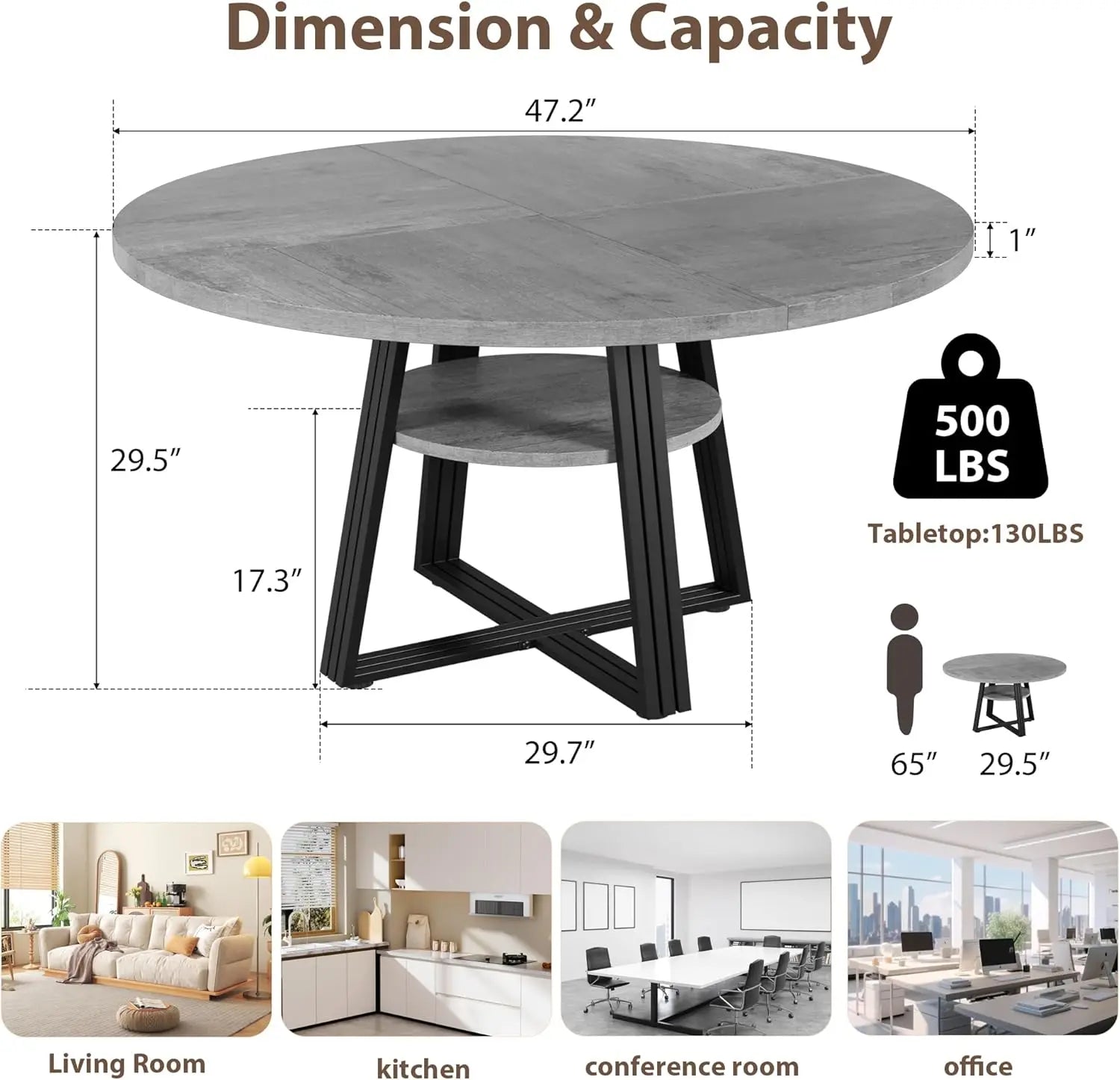 42" Round for 4-6 Farmhouse w/Storage