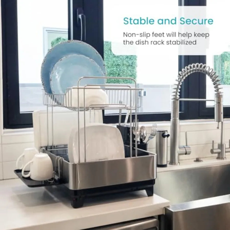 Large Stainless Steel Dish Rack w/Drain