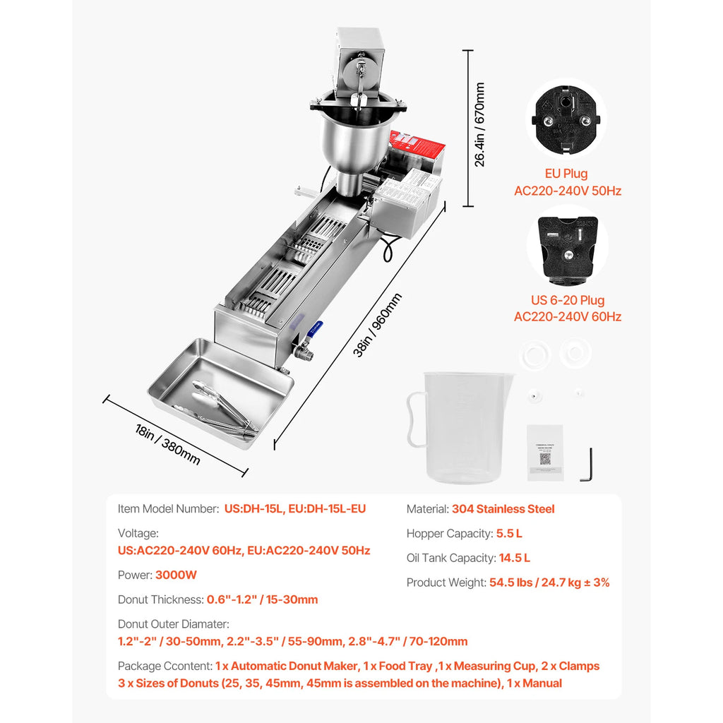 Commercial Automatic Donut Machine Single Row 90 pcs/hour
