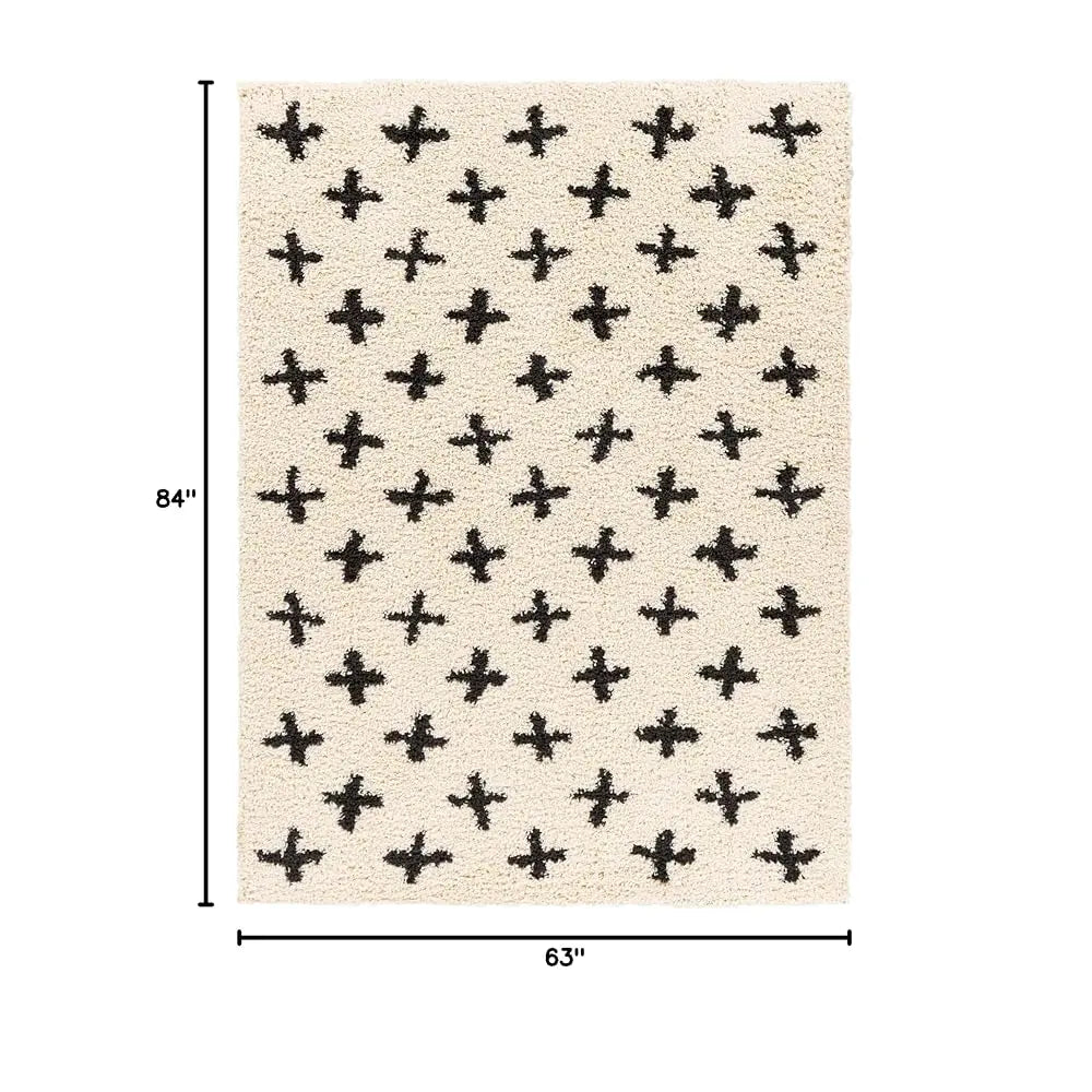 Soft Mora Shag 5'3"" X 7' Cream/Charcoal