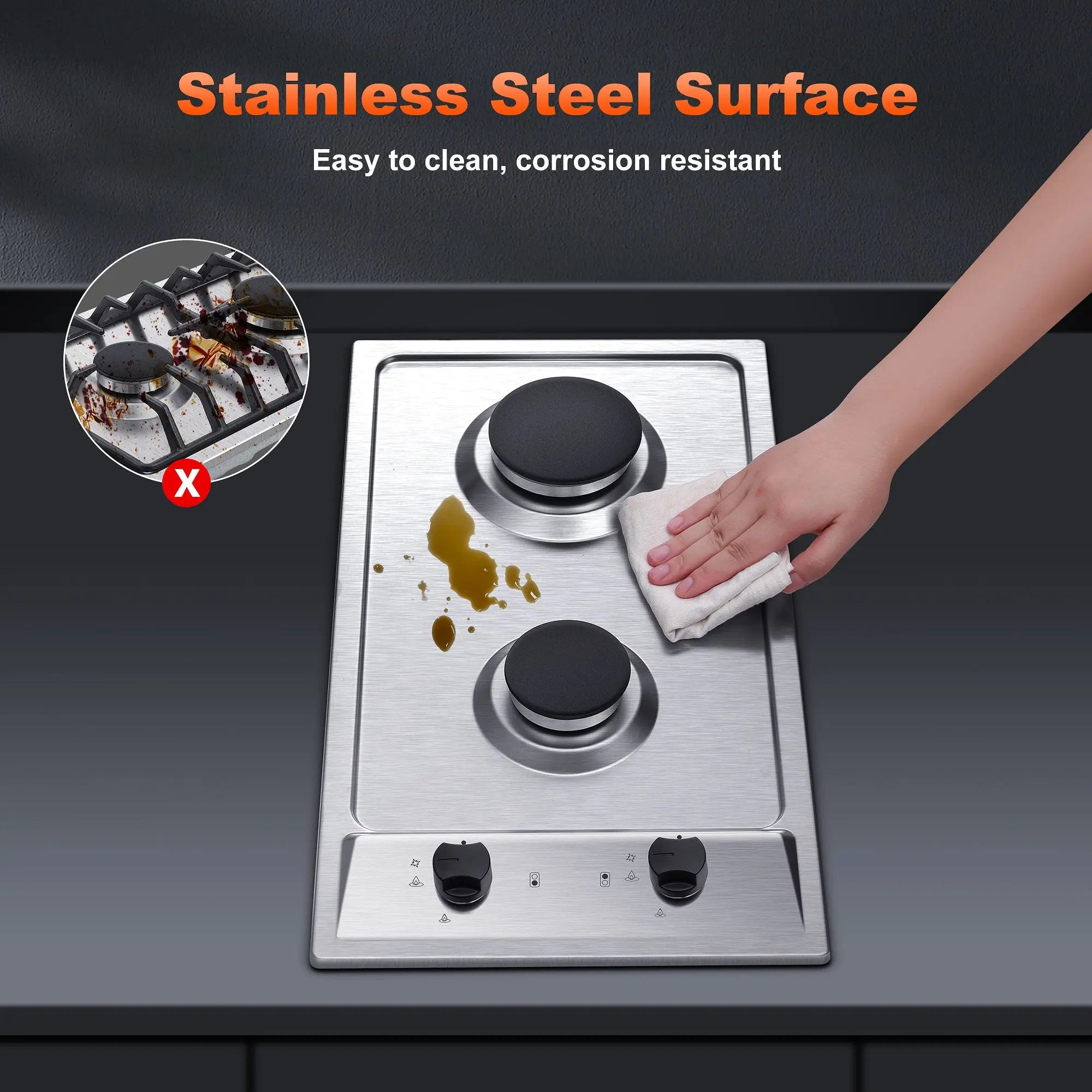 12" 2-Burner Dual Fuel Stove, RV/ Camping/ Kitchen