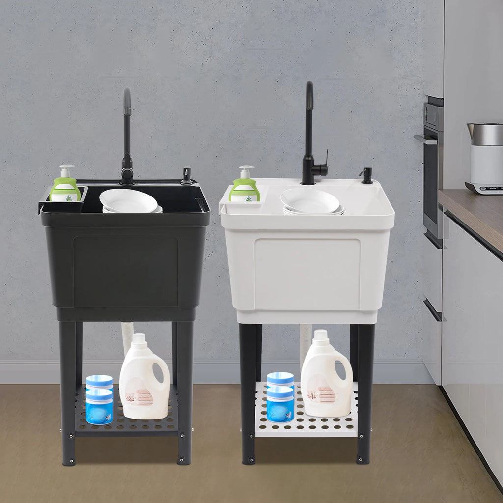Freestanding Laundry Sink w/Soap Dispenser