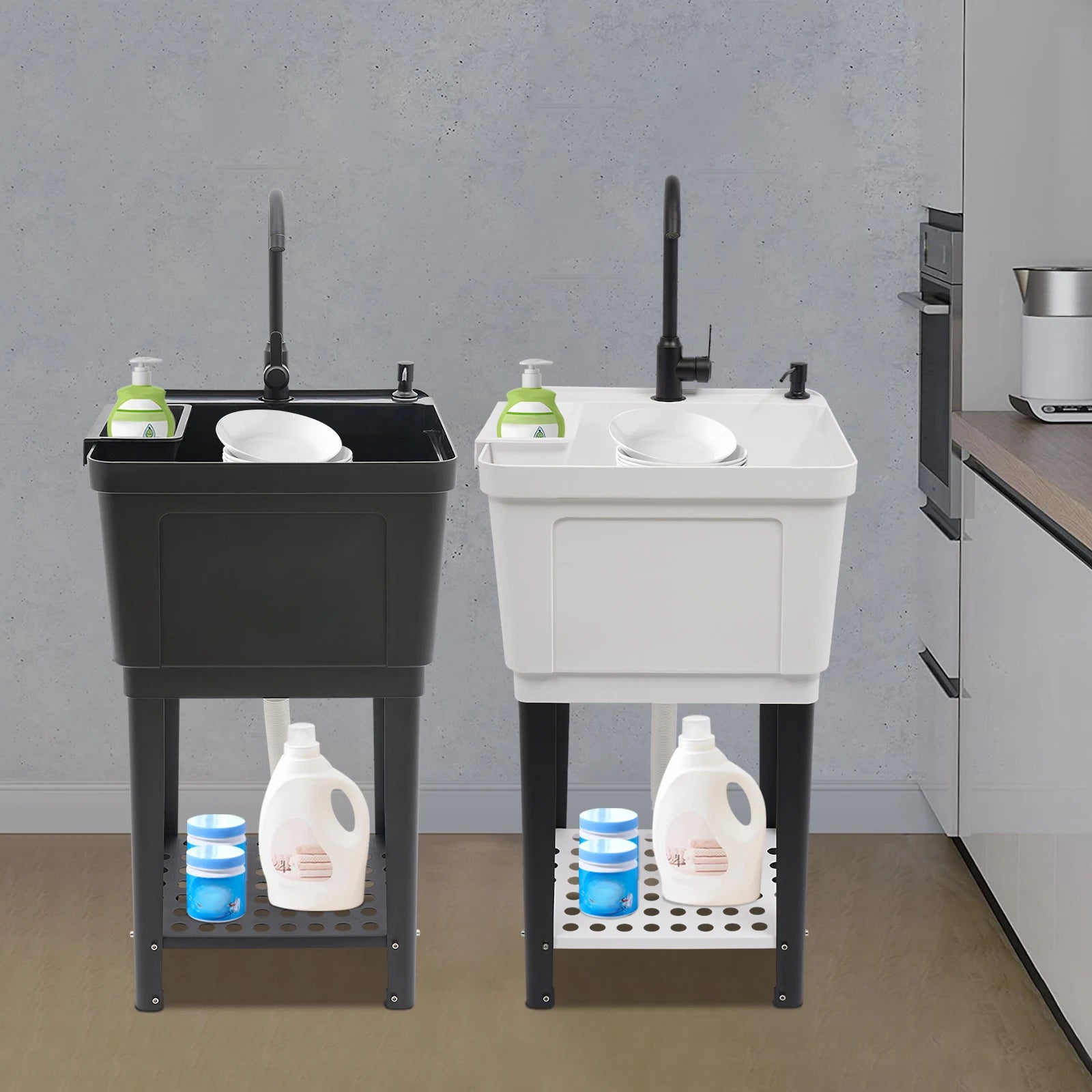 Freestanding Laundry Sink w/Soap Dispenser