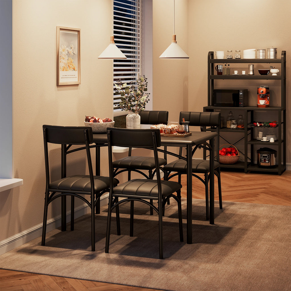 5-Piece Modern Table/Chairs 4 Upholstered