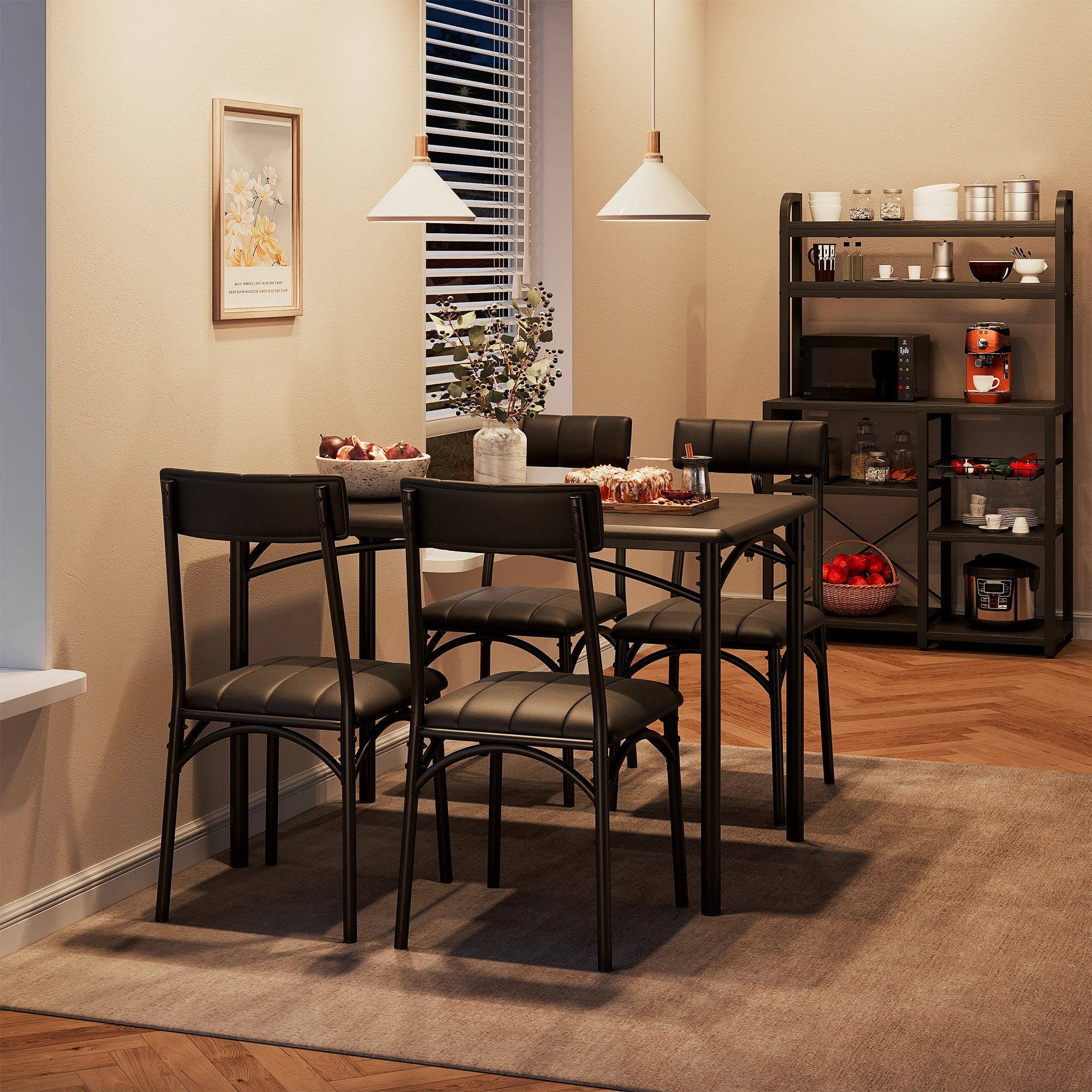 5-Piece Modern Table/Chairs 4 Upholstered