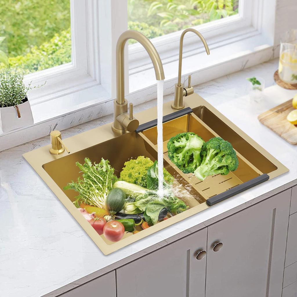 Gold Drop in 23.62x17.72" Stainless Single Bowl