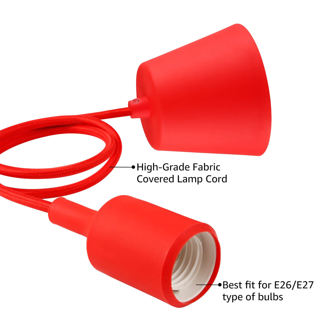 4 Pack Socket Pendant Light Red