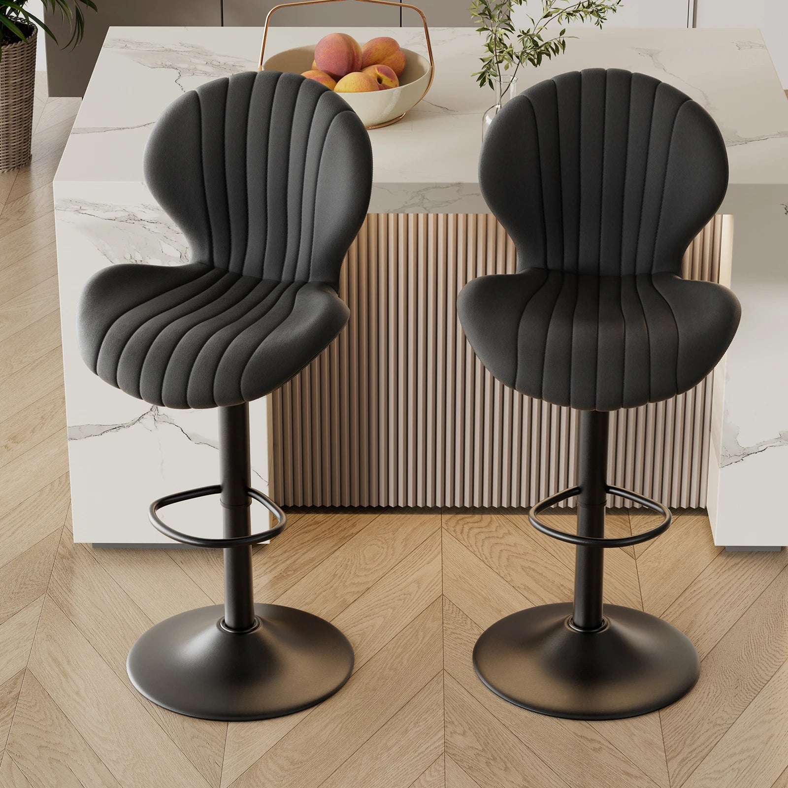 (2) Adjustable Modern Bar Stools