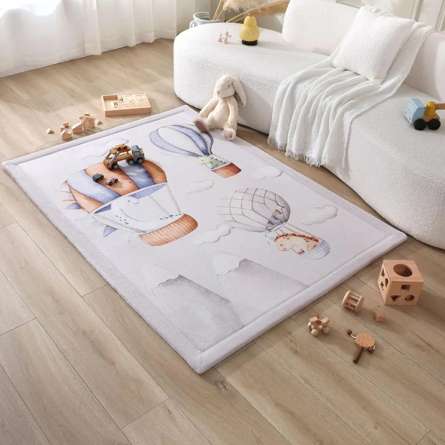 4'x5'6" Play Mat Dinosaur Balloons Memory Foam