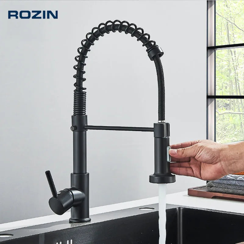 Matte Black Deck Mounted Mixer 360 Rotation
