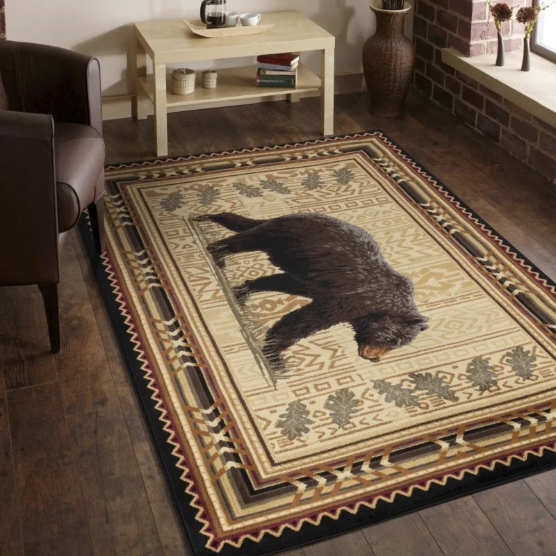 Black 7'3" x 10' 3" Lodge Area Rug