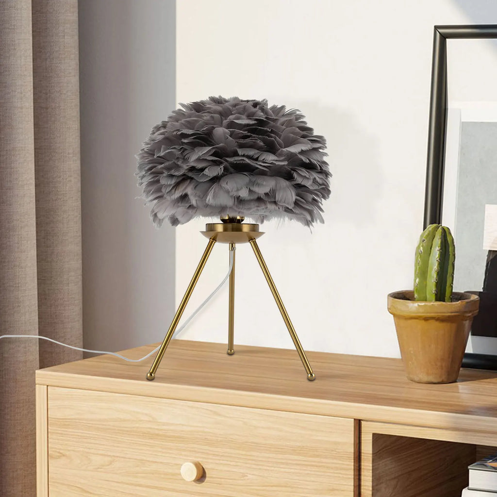 Grey Feather Desk Lamp