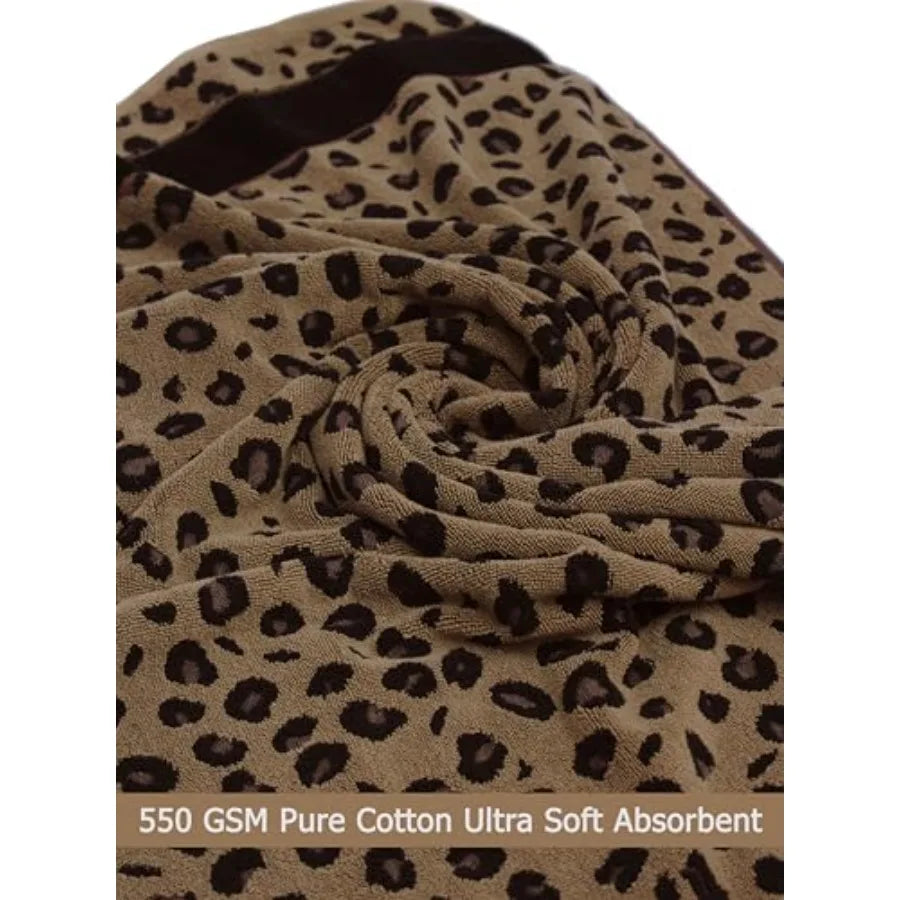Leopard Cheetah Jacquard 2 Ea Bath/Hand/Washcloth