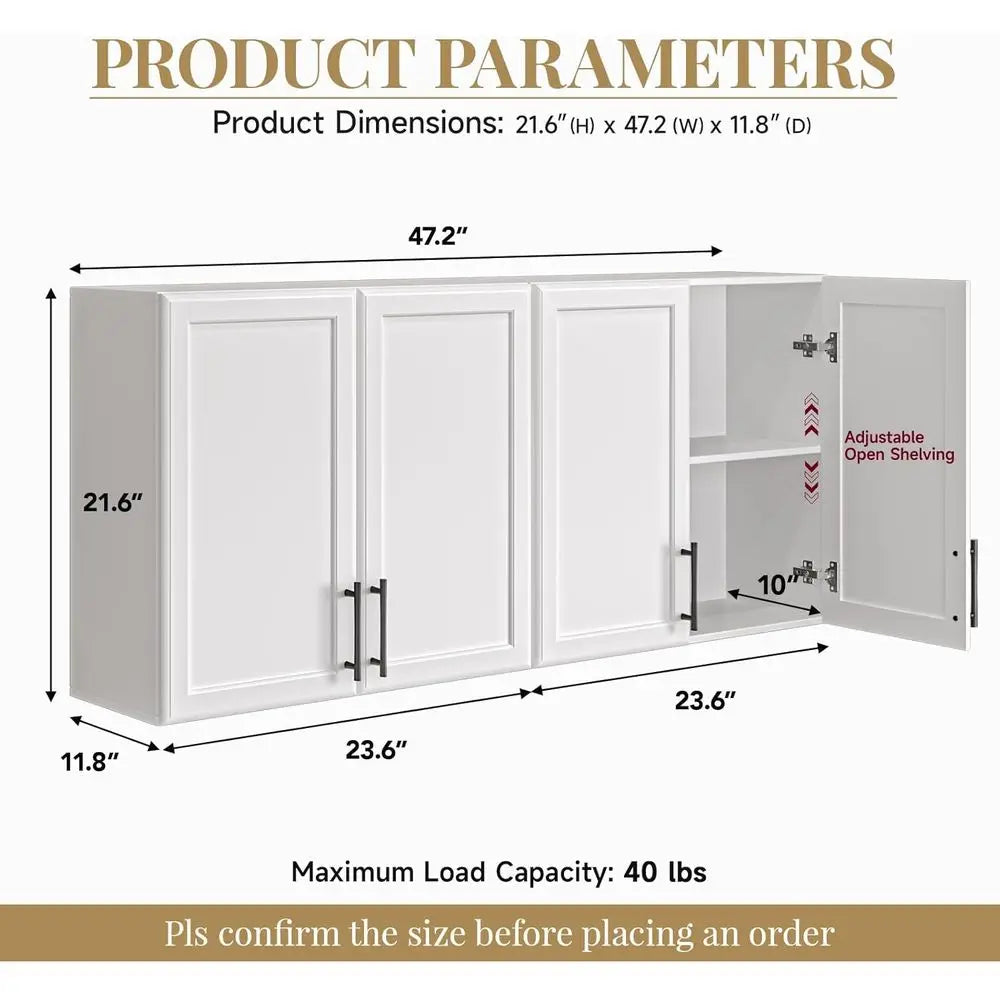 47" Wide Wall-Mount Cabinet W/Adjustable Shelves