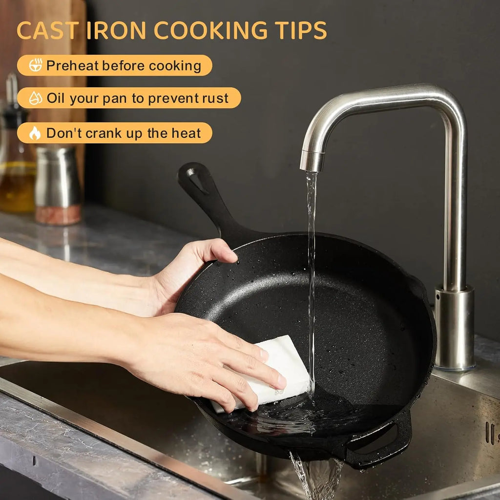 3-Piece Cast Iron Skillet Set, Pre-Seasoned Professional