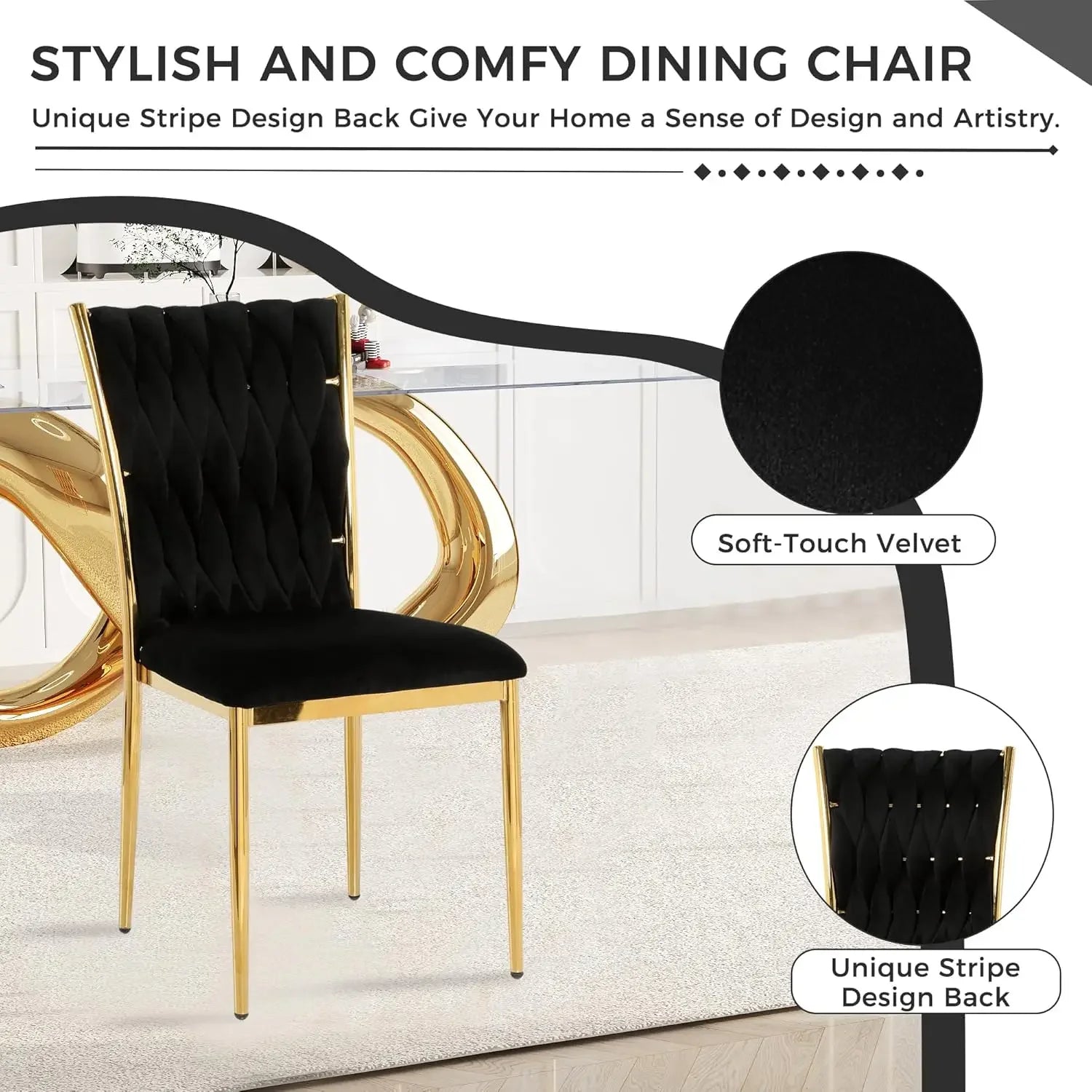 6 Modern Velvet Upholstered w/Metal Legs