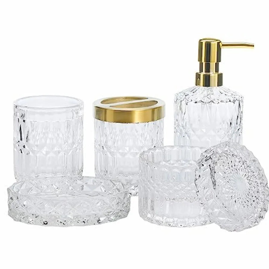 5Pcs Glass Bathroom Accessories