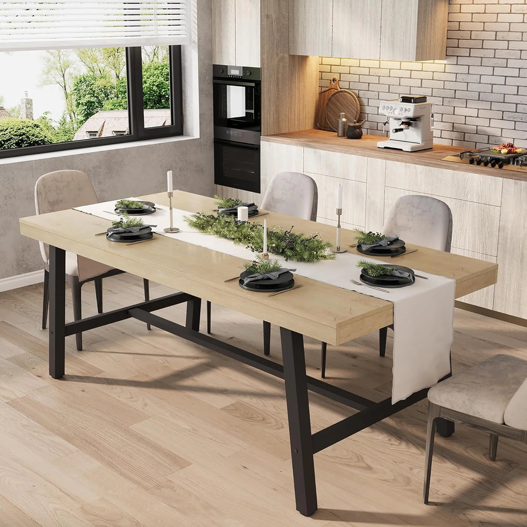 70.87" Industrial For 6-8, Wooden Rectangular